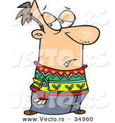 Vector of a Grumpy Cartoon Man Wearing an Ugly Festive Sweater by Toonaday
