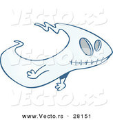 Vector of a Halloween Cartoon Ghost with a Stitched Mouth by Toonaday