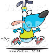 Vector of a Happy Blue Cartoon Dog Running by Toonaday