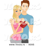 Vector of a Happy Boy and Girl Holding Love Heart Together by BNP Design Studio