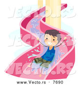 Vector of a Happy Boy on a Water Slide by BNP Design Studio
