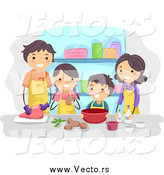 Vector of a Happy Brunette Family Cooking Together by BNP Design Studio