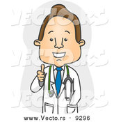 Vector of a Happy Brunette White Male Doctor or Veterinarian Holding a Thumb up by BNP Design Studio