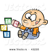 Vector of a Happy Cartoon Baby Boy Playing with Alphabet ABC Blocks by Toonaday