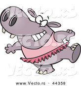 Vector of a Happy Cartoon Ballet Hippo in a Pink Tutu by Toonaday
