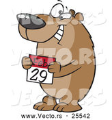 Vector of a Happy Cartoon Bear Holding a February 29th Calendar Day - National Leap Day by Toonaday