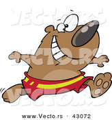 Vector of a Happy Cartoon Bear Running in Swim Shorts by Toonaday