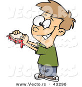 Vector of a Happy Cartoon Boy Eating a Jam Sandwich by Toonaday