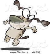 Vector of a Happy Cartoon Brown Dog Jumping by Toonaday
