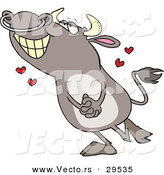 Vector of a Happy Cartoon Bull Infatuated with Love Hearts by Toonaday