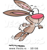 Vector of a Happy Cartoon Bunny Hopping Around by Toonaday