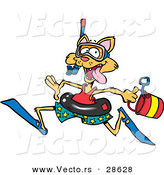 Vector of a Happy Cartoon Cat Running to the Beach with a Bucket and Swimming Gear by Toonaday