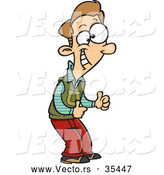 Vector of a Happy Cartoon College Boy Giving Two Thumbs up Hand Gesture by Toonaday