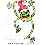 Vector of a Happy Cartoon Frog Dancing While Wearing a Santa Hat by Zooco