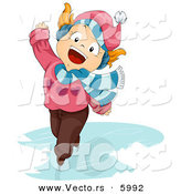 Vector of a Happy Cartoon Girl Singing and Ice Skating by BNP Design Studio