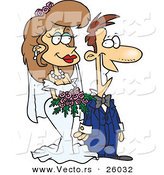 Vector of a Happy Cartoon Groom Standing Beside His Bride During a Wedding by Toonaday