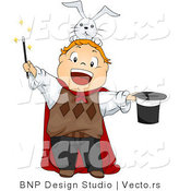 Vector of a Happy Cartoon Magician Boy with a Rabbit on His Head by BNP Design Studio