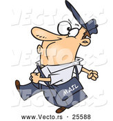 Vector of a Happy Cartoon Mail Man Whistling and Walking While Carrying a Mailbag by Toonaday