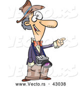 Vector of a Happy Cartoon Male Photographer Pointing Directing Attention at Something by Toonaday