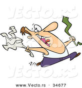 Vector of a Happy Cartoon Man Tearing off Business Clothes for Spring Break Vacation by Toonaday