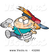 Vector of a Happy Cartoon Paperboy Delivering Newspapers Fast by Toonaday