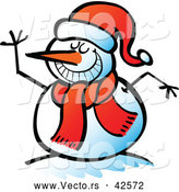 Vector of a Happy Cartoon Snowman Smiling and Waving by Zooco