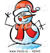 Vector of a Happy Cartoon Snowman with Swirling Eyes by Zooco