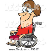 Vector of a Happy Cartoon Woman Sitting in a Wheelchair and Smiling with Crisscrossed Eyes by Toonaday