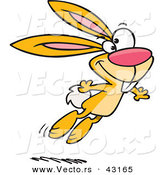Vector of a Happy Cartoon Yellow Easter Bunny Leaping Forward by Toonaday