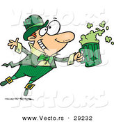 Vector of a Happy Drunk Cartoon Leprechaun Toasting Beer Mug by Toonaday