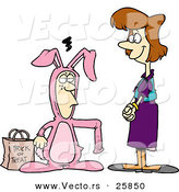 Vector of a Happy Halloween Cartoon Mother Admiring Her Angry Son Wearing a Rabbit Costume by Toonaday