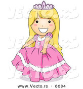 Vector of a Happy Halloween Cartoon Princess Girl Wearing a Pretty Pink Dress and Crown by BNP Design Studio