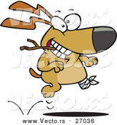 Vector of a Happy Injured Dog Running with Stick by Toonaday