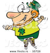 Vector of a Happy St. Patrick's Day Cartoon Leprechaun Joyfully Jumping up and down by Toonaday