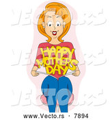 Vector of a Happy Woman Opening a Mother's Day Card by BNP Design Studio