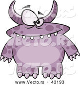Vector of a Horned Cartoon Purple Monster with Spots by Toonaday