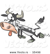 Vector of a Hot Cartoon Cow Falling Towards the Ground While Sweating with His Tongue out and Crossed Eyes by Toonaday