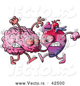 Vector of a Human Heart Character Fighting with a Brain by Zooco