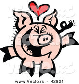 Vector of a Infatuated Pig Smiling and Laughing by Zooco