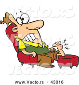 Vector of a Injured Cartoon Sitting in a Chair with a Swollen Bump on His Foot Radiating Pain by Toonaday