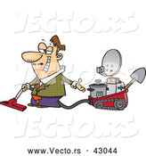Vector of a Intelligent Cartoon Male Inventor Presenting His Multipurpose 5-in-1 Machine by Toonaday