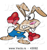 Vector of a Intimidating Cartoon Boxer Rabbit Punching with Boxing Gloves on by Toonaday