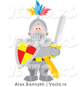 Vector of a Knight in Full Armor with Sword and Shield by Alex Bannykh