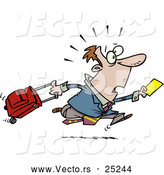 Vector of a Late Cartoon Man Running with Luggage by Toonaday