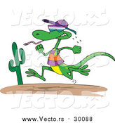 Vector of a Lizard Running like a Human Through a Desert - Cartoon Style by Toonaday