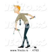 Vector of a Mad Blond White Businessman Carrying Computer Parts by BNP Design Studio