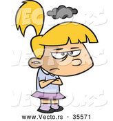 Vector of a Mad Cartoon Girl with a Storm Cloud over Her Head by Toonaday