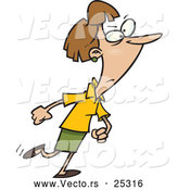Vector of a Mad Cartoon Woman Aggressively Walking Forward by Toonaday