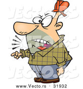 Vector of a Mad Foreman Construction Worker Yelling and Pointing Finger by Toonaday
