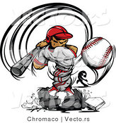 Vector of a Male Baseball Player Striking-Out to a Competitive Pitcher's Curve Ball by Chromaco